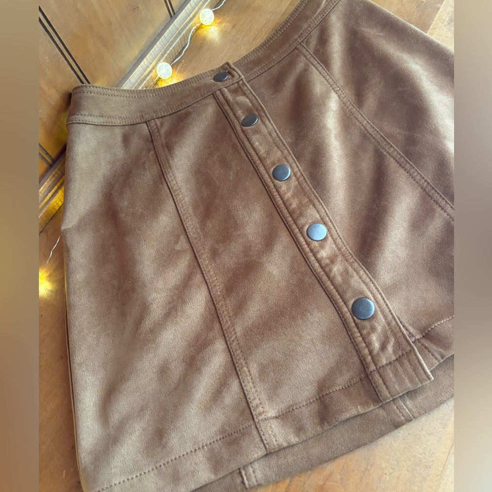 Brown Button-Front Skirt